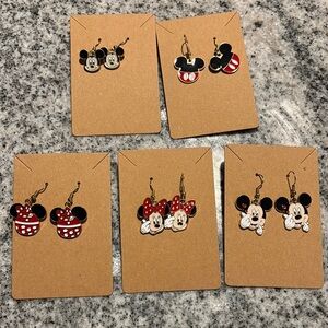 Mickey Mouse Red and Black Earrings Set